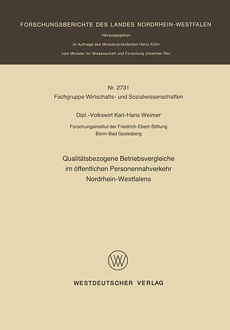 Qualitätsbezogene Betriebsvergleiche im öffentlichen Personennahverkehr Nordrhein-Westfalens