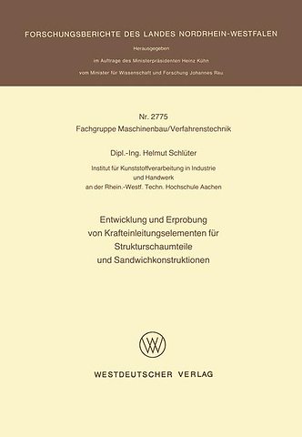 Entwicklung und Erprobung von Krafteinleitungselementen für Strukturschaumteile und Sandwichkonstruktionen