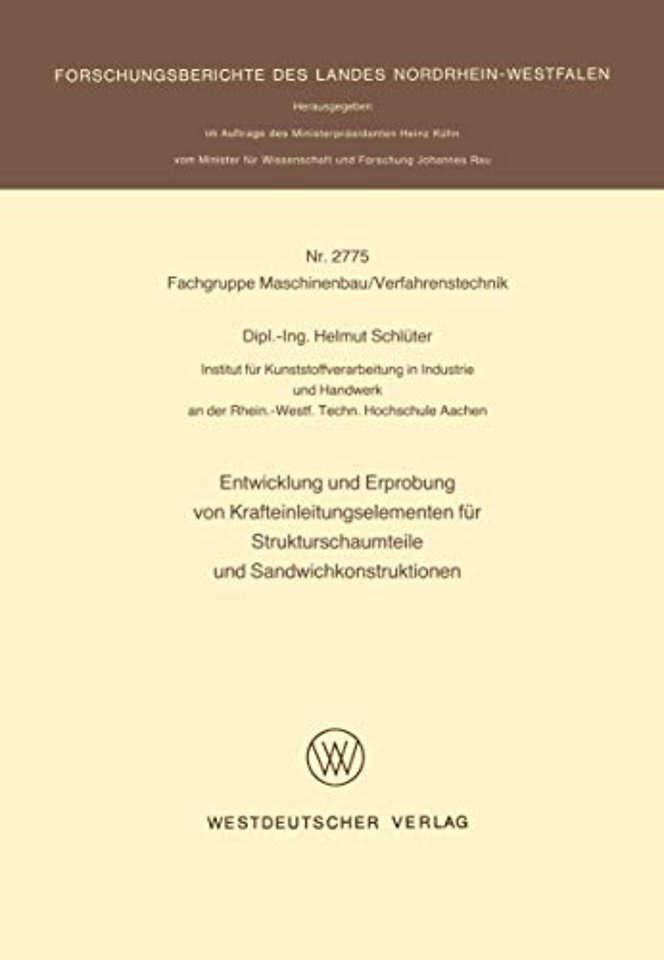 Entwicklung und Erprobung von Krafteinleitungselementen für Strukturschaumteile und Sandwichkonstruktionen