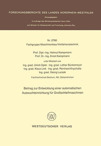 Beitrag zur Entwicklung einer automatischen Auswuchteinrichtung für Großschleifmaschinen
