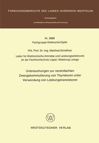 Untersuchungen zur vereinfachten Zwangskommutierung von Thyristoren unter Verwendung von Leistungstransistoren
