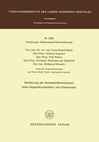 Minderung der Schadstoffemissionen beim Gegendrucksintern von Eisenerzen