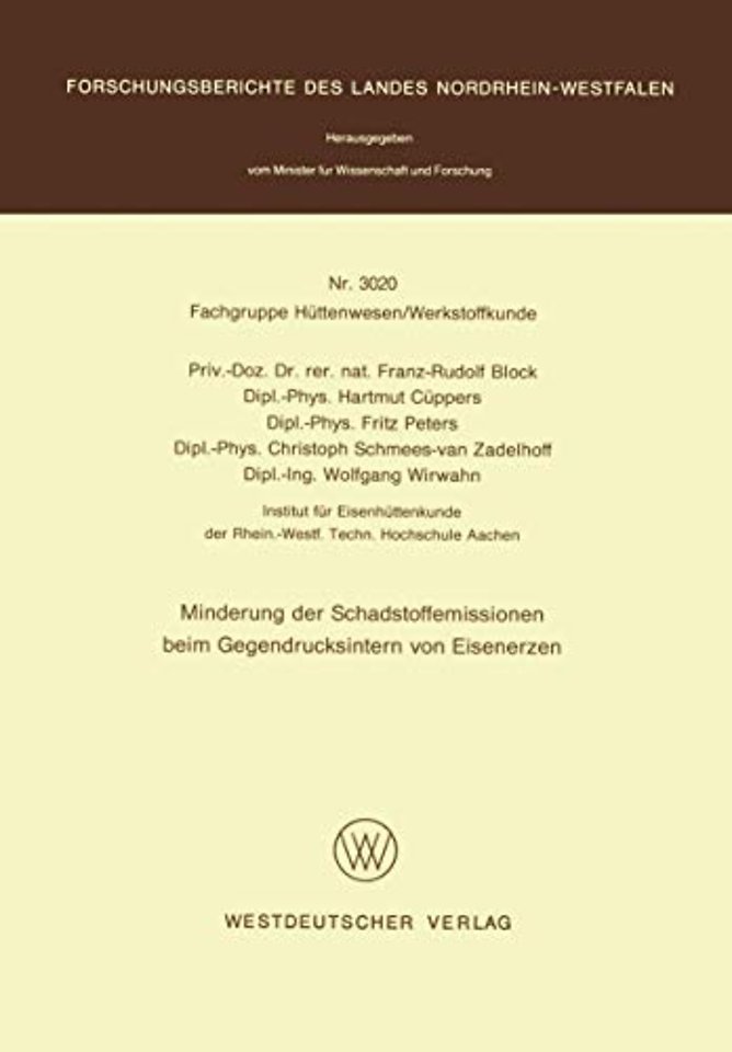 Minderung der Schadstoffemissionen beim Gegendrucksintern von Eisenerzen