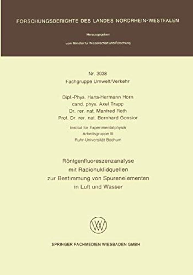 Röntgenfluoreszenzanalyse mit Radionuklidquellen zur Bestimmung von Spurenelementen in Luft und Wasser