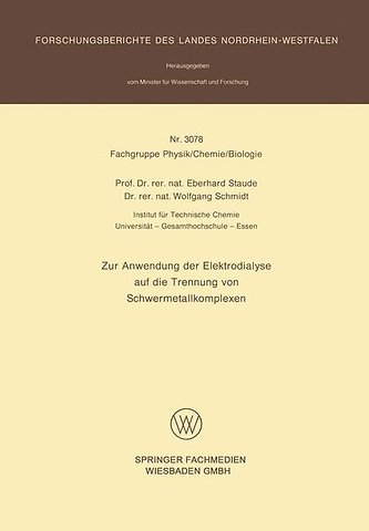 Zur Anwendung der Elektrodialyse auf die Trennung von Schwermetallkomplexen