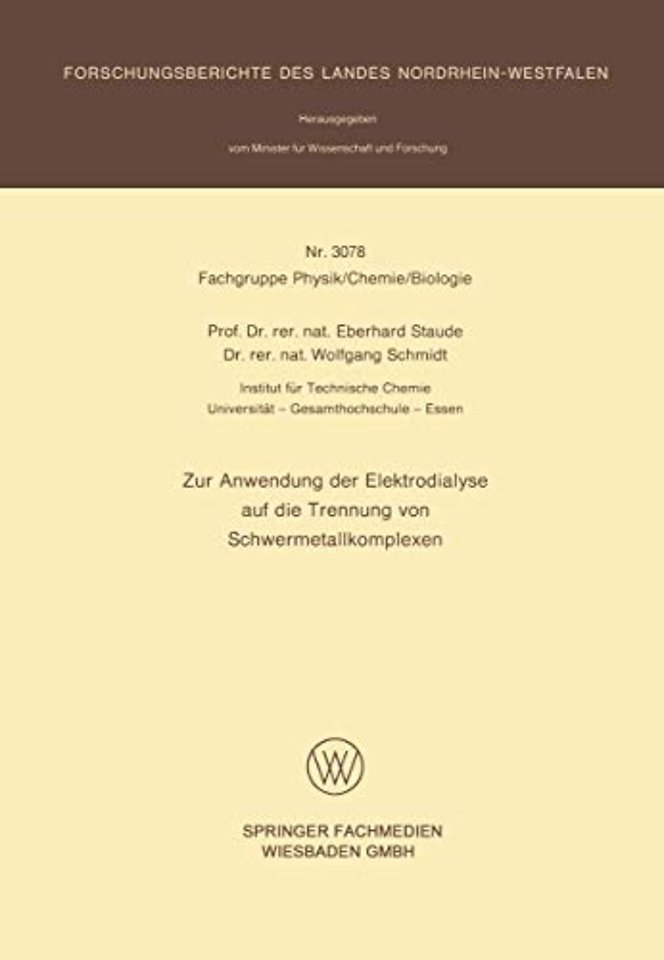 Zur Anwendung der Elektrodialyse auf die Trennung von Schwermetallkomplexen