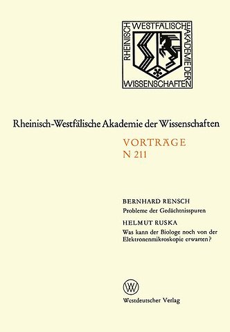 Probleme der Gedächtnisspuren. Was kann der Biologe noch von der Elektronenmikroskopie erwarten?