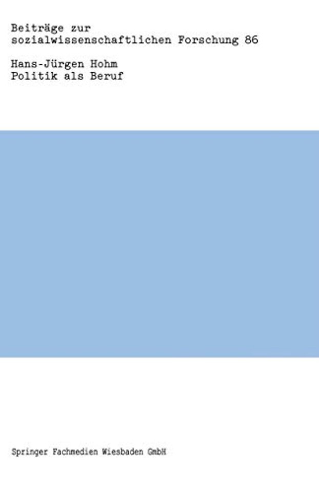 Politik als Beruf