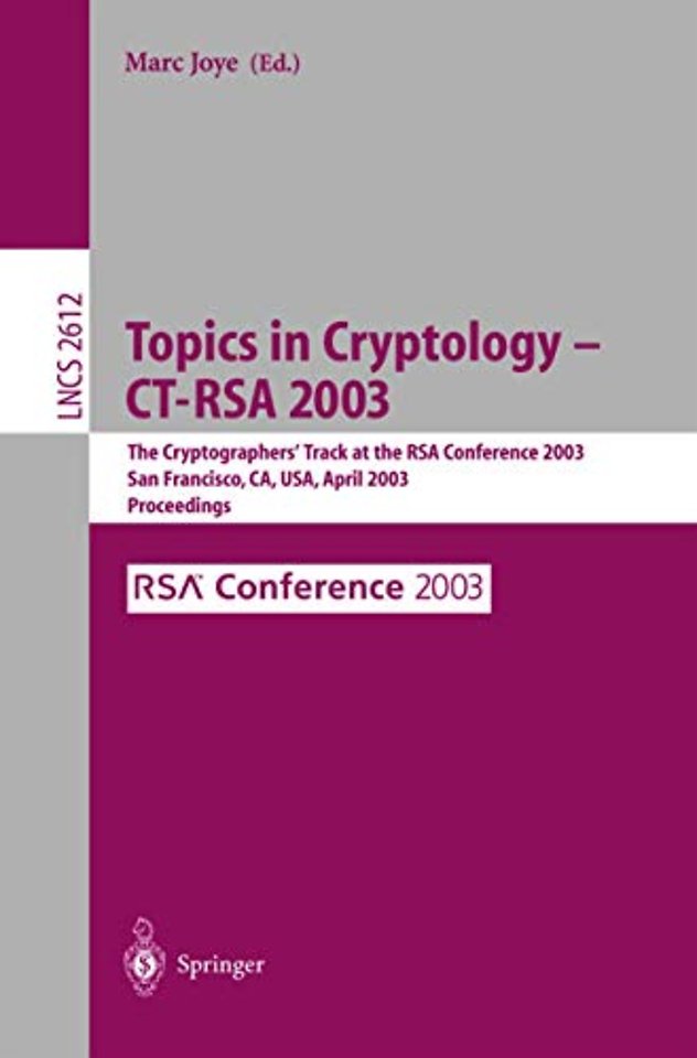 Topics in Cryptology -- CT-RSA 2003