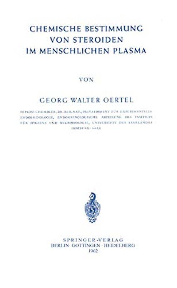 Chemische Bestimmung von Steroiden im Menschlichen Plasma