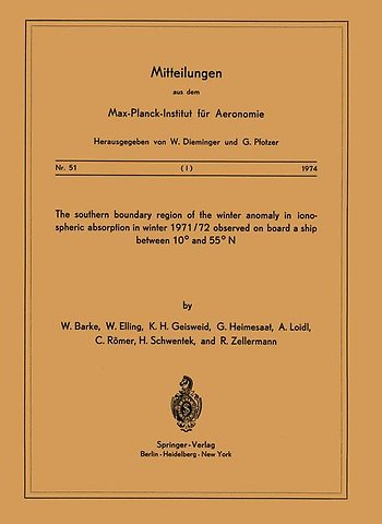 The Southern Boundary Region of the Winter Anomaly in Ionospheric Absorption in Winter 1971/72 Observed on Board the Cargo Vessel “Hanau” of Hapag-Lloyd Moving between 10° and 55° N