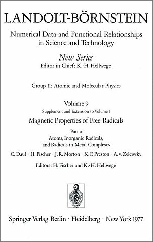 Atoms, Inorganic Radicals and Radicals in Metal Complexes / Atome, anorganische Radikale und Radikale in Metallkomplexen