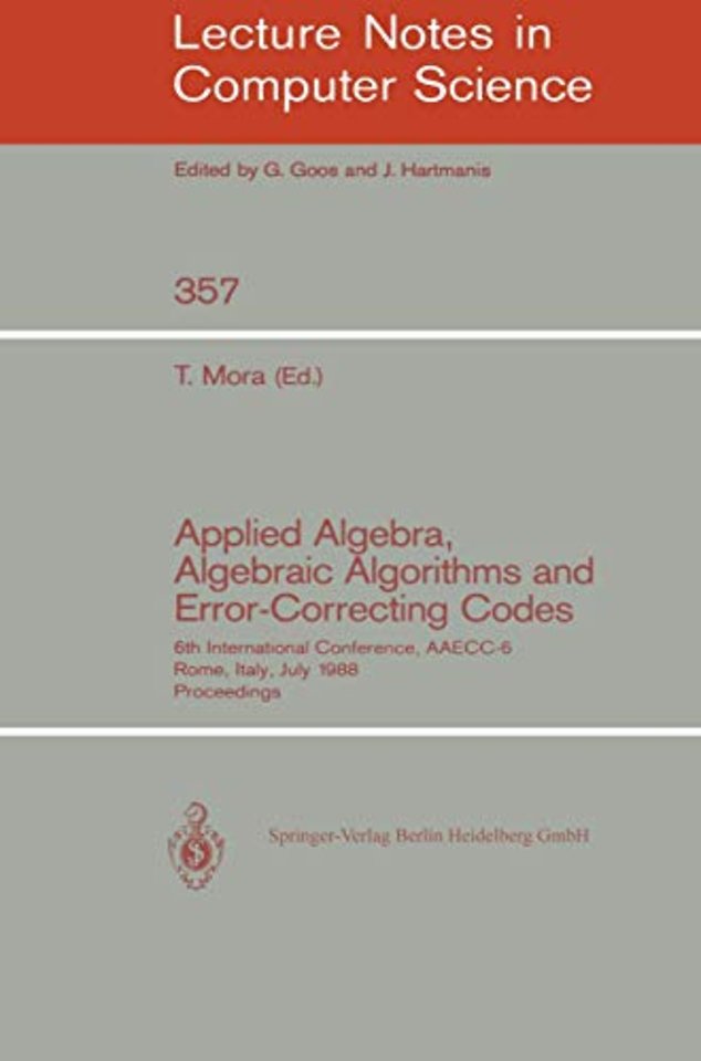 Applied Algebra, Algebraic Algorithms and Error-Correcting Codes