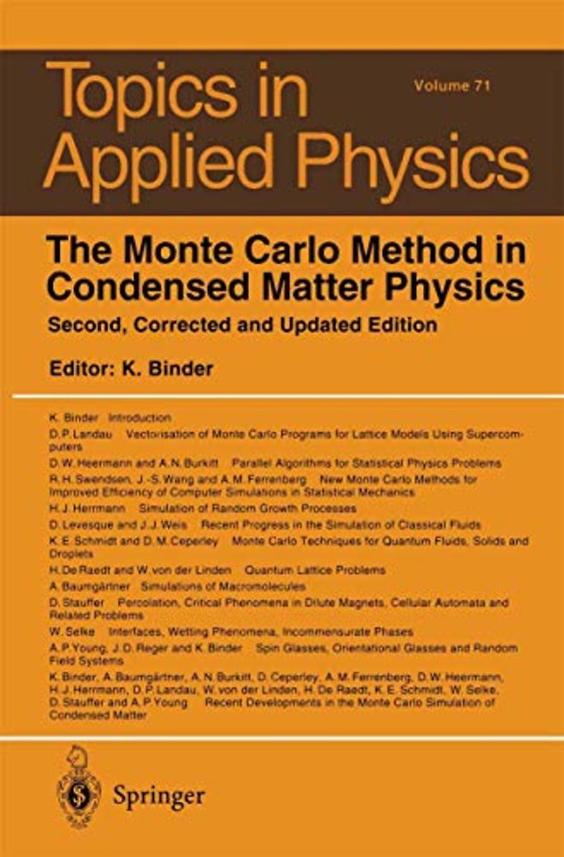 The Monte Carlo Method in Condensed Matter Physics