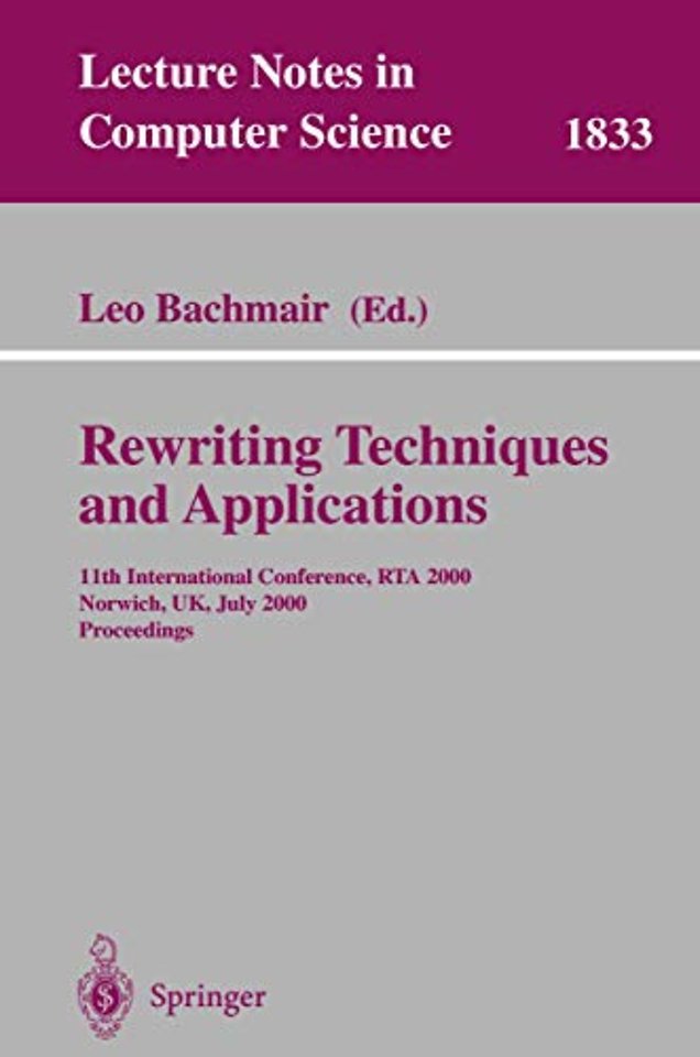 Rewriting Techniques and Applications