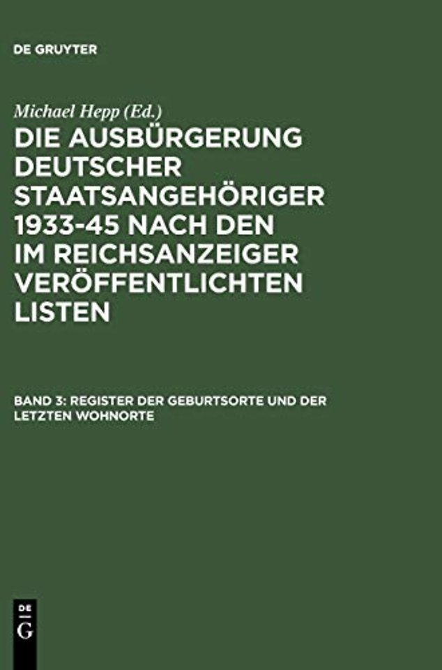 Register Der Geburtsorte Und Der Letzten Wohnorte