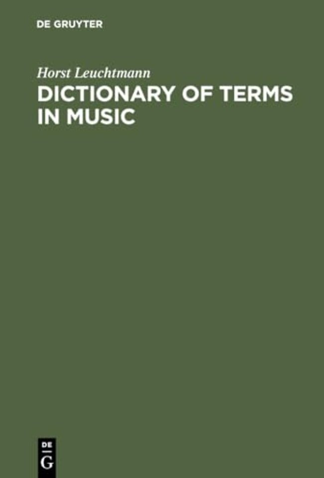 Dictionary of Terms in Music / Wörterbuch Musik – English – German, German – English