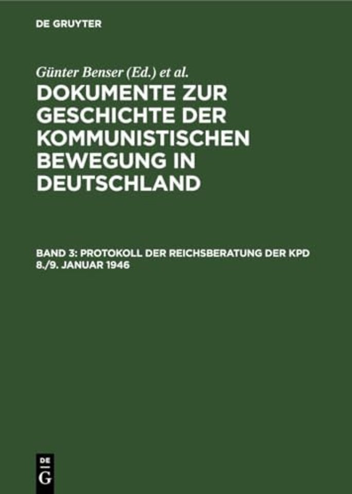 Protokoll der Reichsberatung der KPD 8./9. Januar 1946