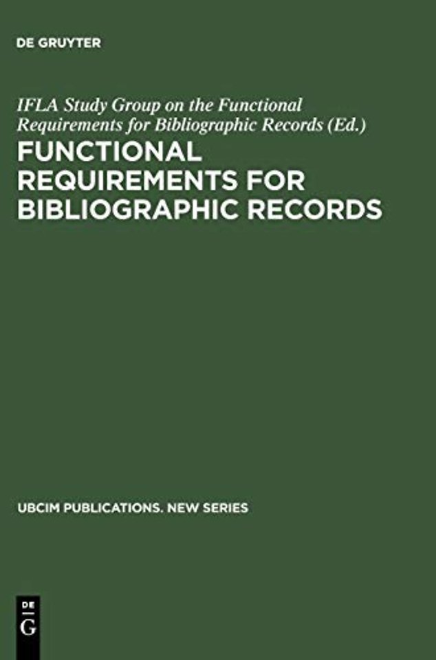 Functional Requirements for Bibliographic Record – Final Report