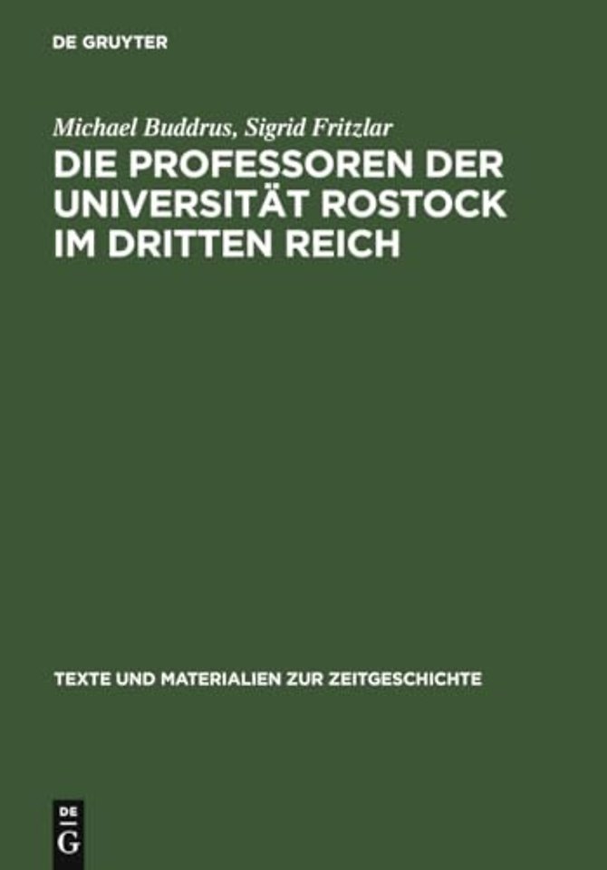 Die Professoren Der Universitat Rostock Im Dritten Reich