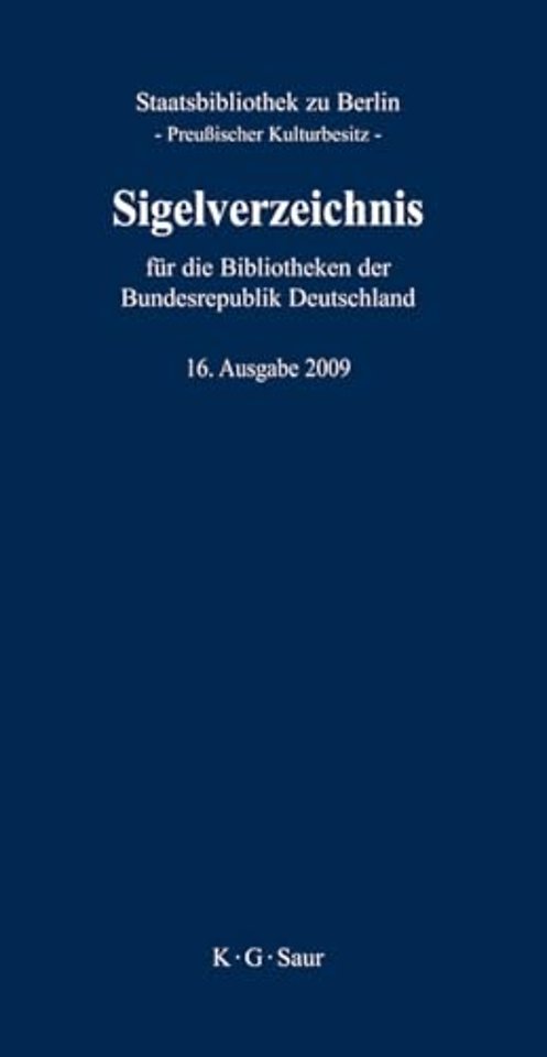 Sigelverzeichnis Fur Die Bibliotheken Der Bundesrepublik Deutschland