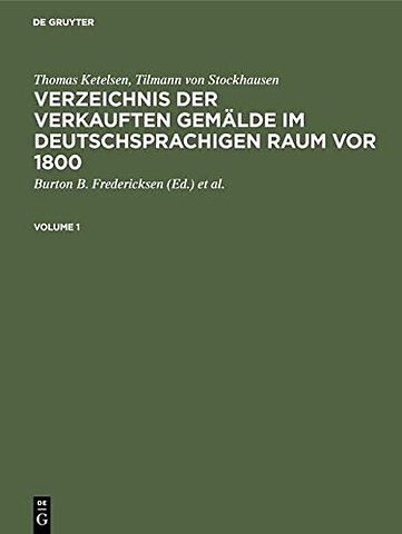 Verzeichnis der verkauften Gemälde im deutschsprachigen Raum vor 1800