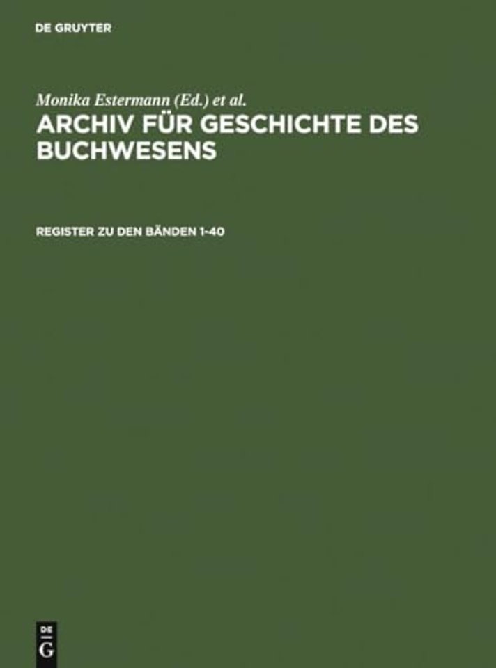 Register Zum Archiv Fur Geschichte Des Buchwesens