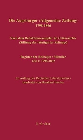 Register der Beiträger / Mitteiler – Teil 1: 1798–1832