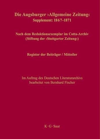 Register der Beiträger / Mitteiler – Supplement: 1867–1871