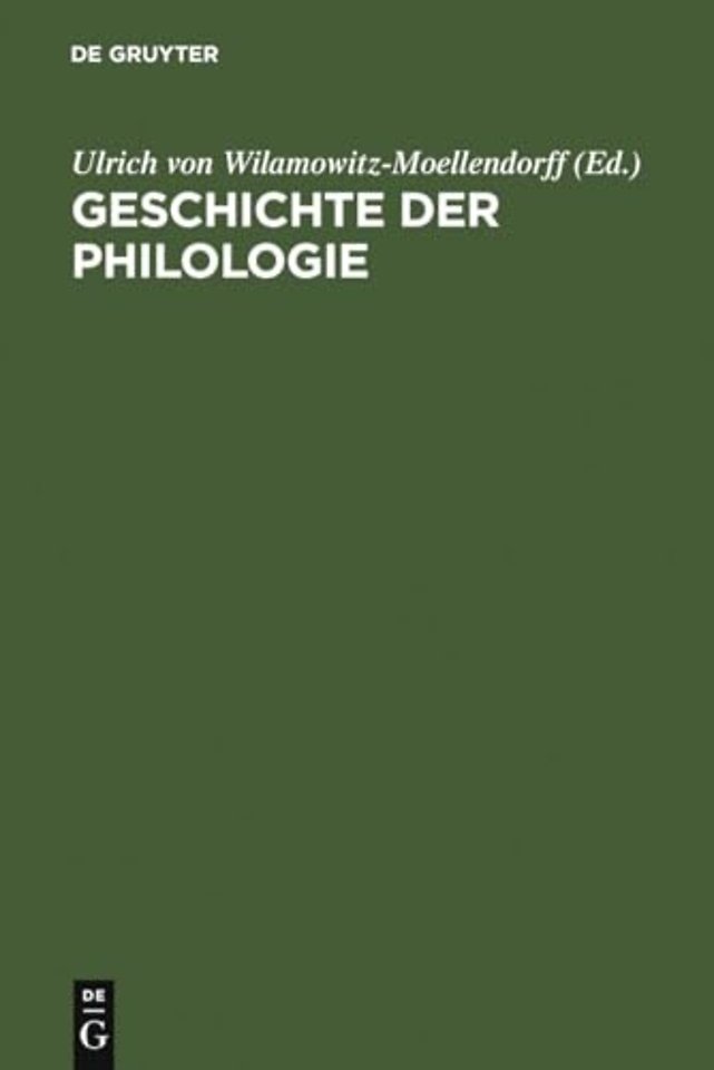 Geschichte Der Philologie CB