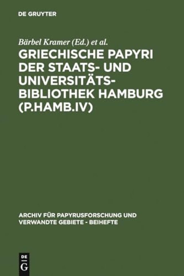 Griechische Papyri der Staats– und Universitätsbibliothek Hamburg (P.Hamb.IV)