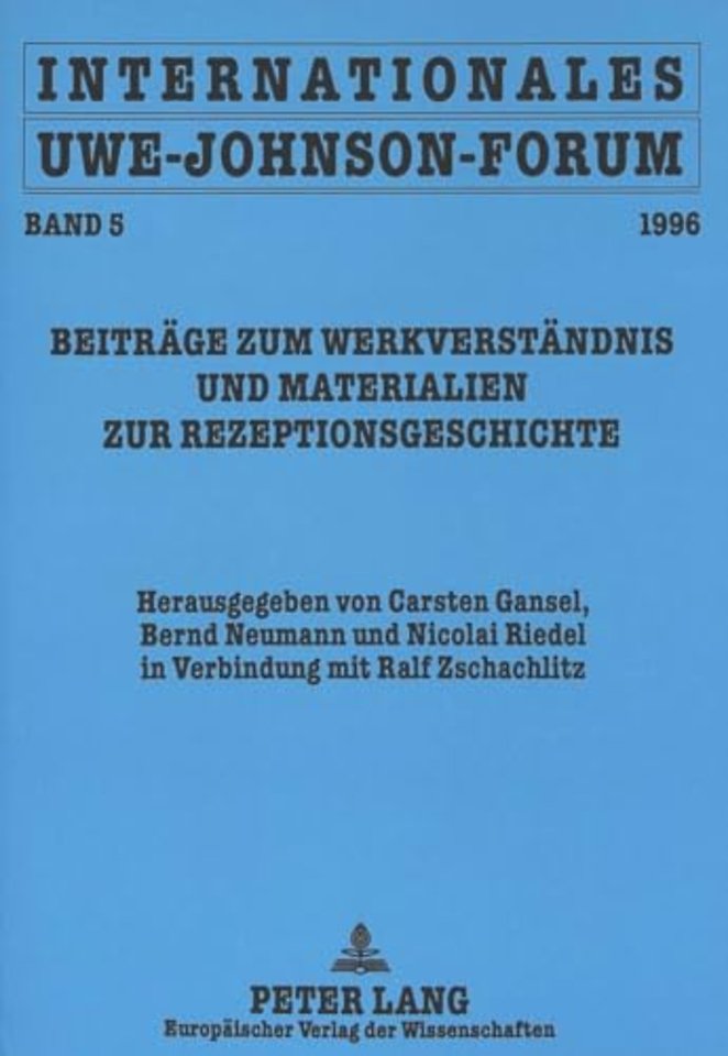 Internationales Uwe-Johnson-Forum. Band 5 (1996)
