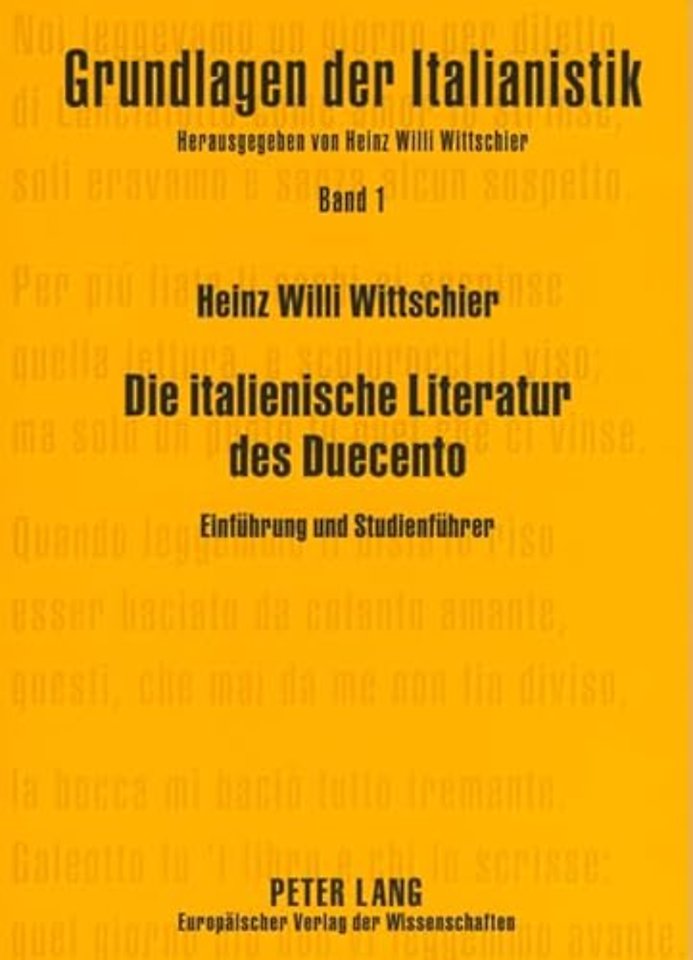 Die Italienische Literatur Des Duecento