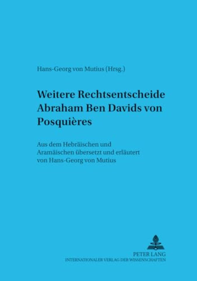 Weitere Rechtsentscheide Abraham Ben Davids Von Posquieres
