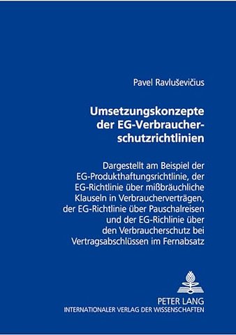 Umsetzungskonzepte Der Eg-Verbraucherschutzrichtlinien