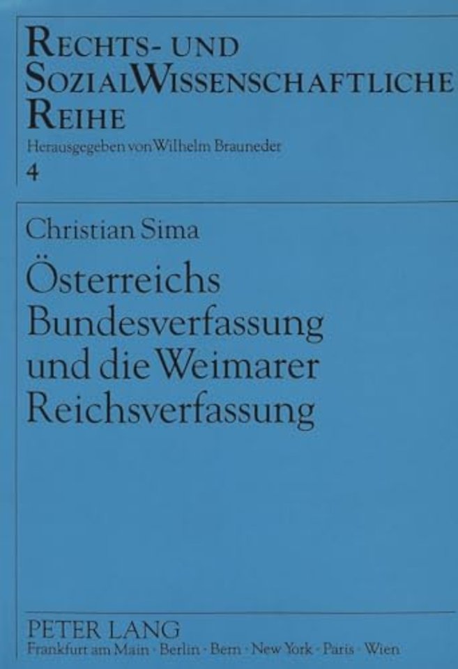 Oesterreichs Bundesverfassung und die Weimarer Reichsverfassung