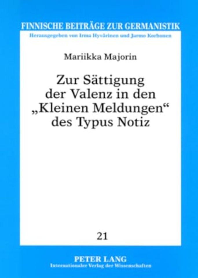 Zur Sattigung Der Valenz in Den "Kleinen Meldungen" Des Typus Notiz