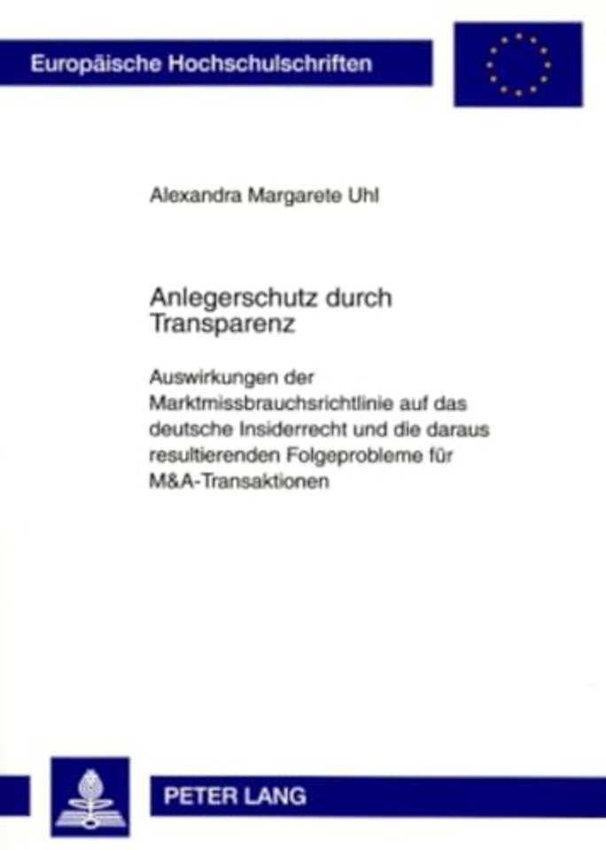 Anlegerschutz Durch Transparenz