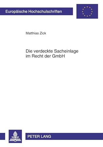 Die Verdeckte Sacheinlage Im Recht Der Gmbh