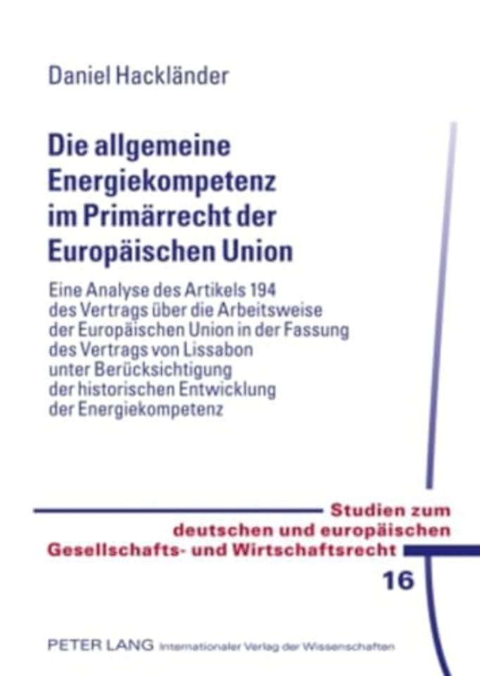 Die Allgemeine Energiekompetenz Im Primaerrecht Der Europaeischen Union