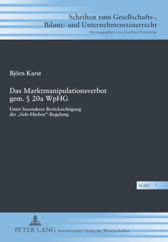 Das Marktmanipulationsverbot Gem. § 20a Wphg