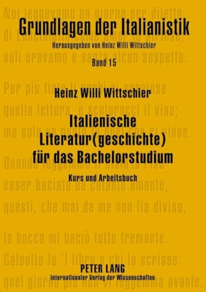 Italienische Literatur(geschichte) Fuer Das Bachelorstudium