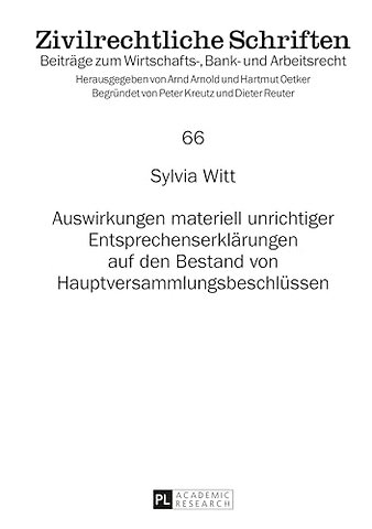 Auswirkungen Materiell Unrichtiger Entsprechenserklaerungen Auf Den Bestand Von Hauptversammlungsbeschluessen