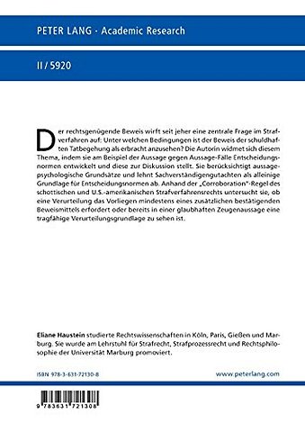 Zu Den Entscheidungsnormen Bei Aussage Gegen Aussage