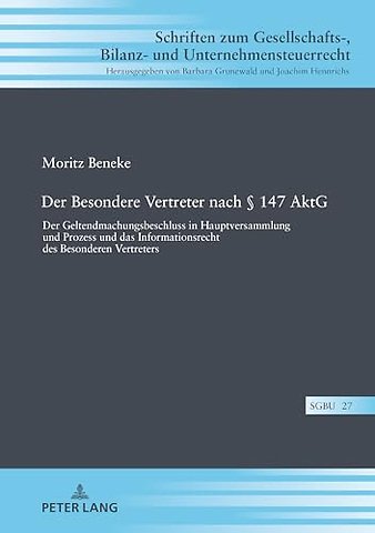 Der Besondere Vertreter Nach § 147 Aktg