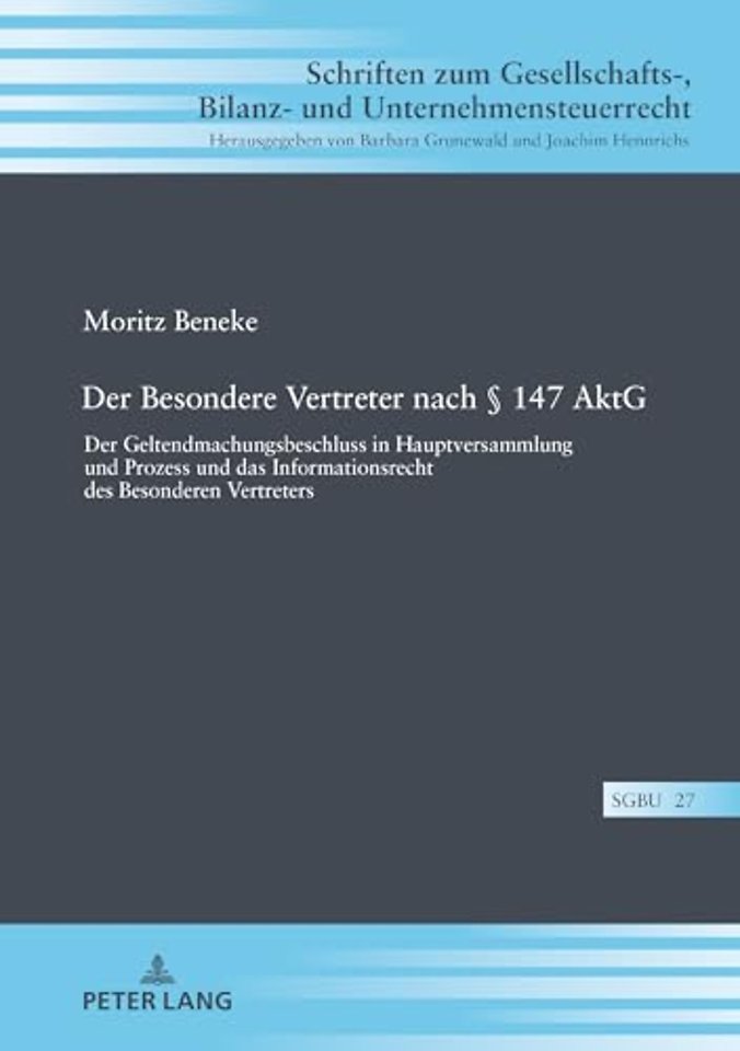 Der Besondere Vertreter Nach § 147 Aktg