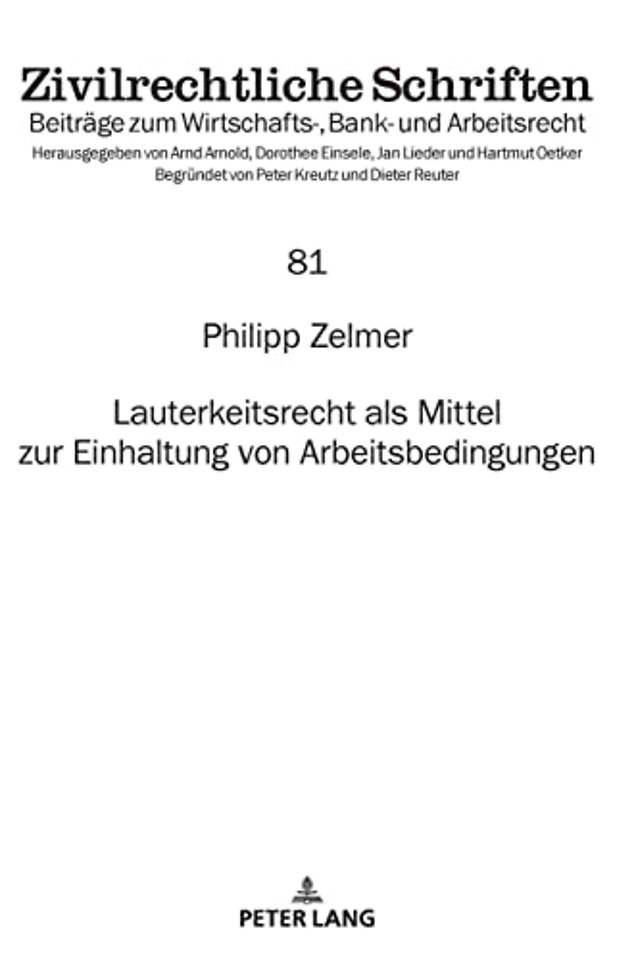 Lauterkeitsrecht ALS Mittel Zur Einhaltung Von Arbeitsbedingungen