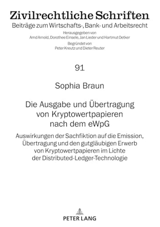 Die Ausgabe und Uebertragung von Kryptowertpapieren nach dem eWpG