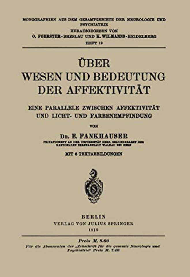 Über Wesen und Bedeutung der Affektivität
