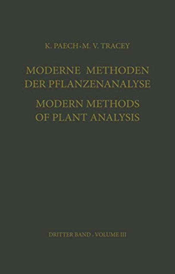 Moderne Methoden der Pflanzenanalyse / Modern Methods of Plant Analysis